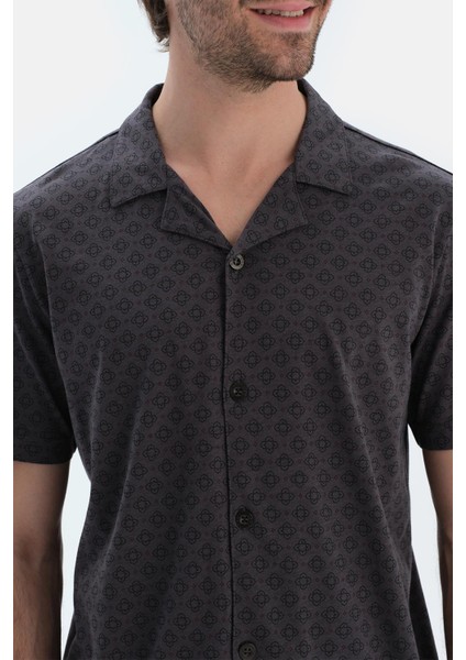 Antrasıt Mıkroprınt Baskılı Penye Modal Gömlek Pantolon Pijama Takımı indirimleri