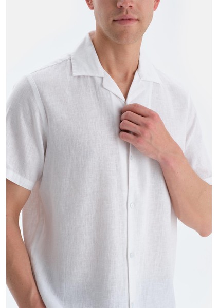 Beyaz Kısa Kollu Keten Gömlek indirimleri