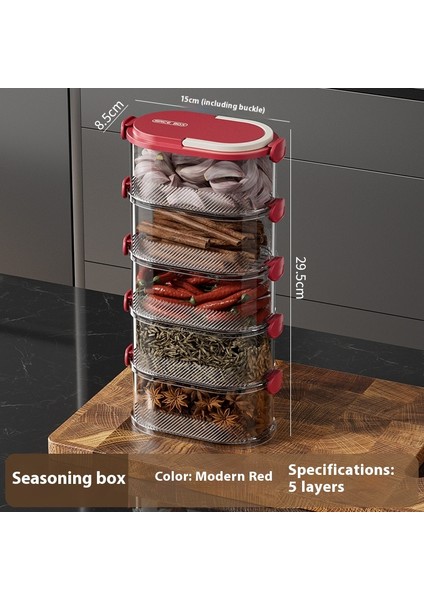 Mutfak Bakkal Mühürlü Saklama Kutusu Gıda Sınıfı Soğan, Zencefil, Sarımsak ve Baharatlar Taze Kutu Istiflenebilir Baharat Sınıflandırılmış Saklama Kavanozu (Yurt Dışından)