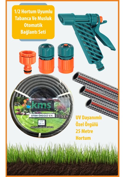 25 Metre Uv Dayanımlı Hortum ve Otomatik Bağlantılı Tabanca Seti
