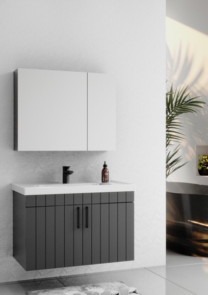 Lizbon 80 cm Lake Antrasit Banyo Dolabı