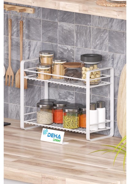 Masa Tezgah Üstü Düzenleyici Metal Organizer Raf Banyo Mutfak Rafı Baharatlık Makyaj Standı