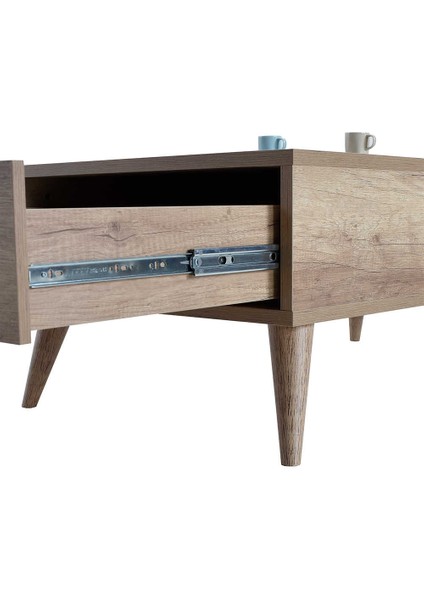 Retro Tek Çekmeceli Dikdörtgen Orta Sehpa Tori