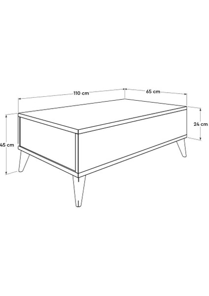 Retro Tek Çekmeceli Dikdörtgen Orta Sehpa Tori