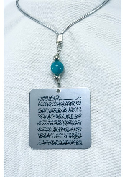 Turkuaz Doğal Taşlı Çift Taraflı Metal Üzerine Uv Baskı Ayetel Kürsi Araba Dikiz Ayna Süsü fiyatları