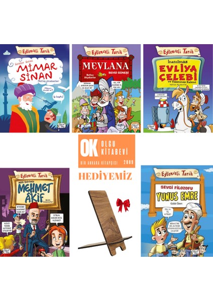 Sevgi Filozofu Yunus Emre - Mimar Sinan - Evliya Çelebi - Mevlana - Mehmet Akif / Eğlenceli Tarih 5 Kitap Set