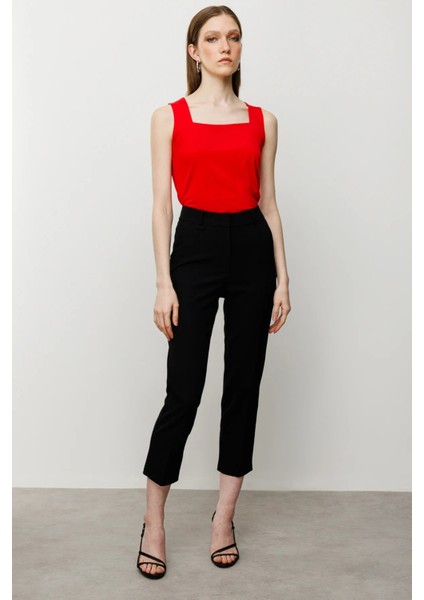 Boru Paça Yandan Cepli Pantolon Siyah 02006