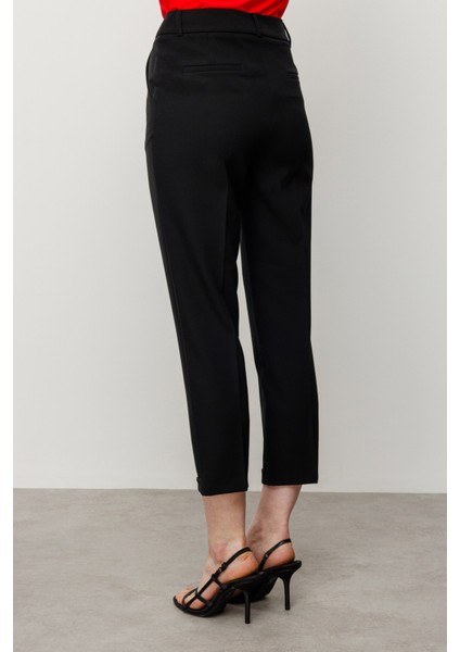 Boru Paça Yandan Cepli Pantolon Siyah 02006 modelleri