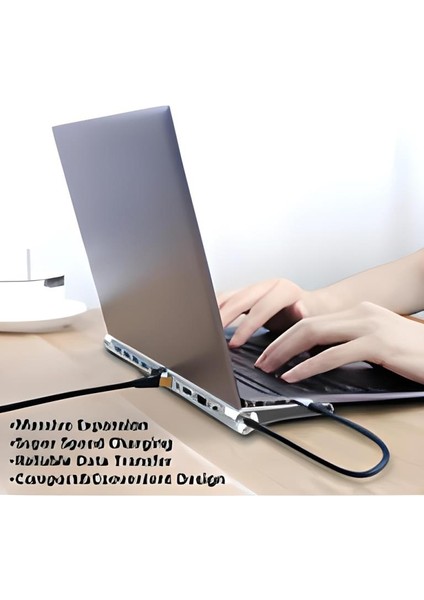 11/12-In-1 Type C Dock USB C Hub 3.0 Splitter Çoklayıcı 4K RJ45 Sd/tf VGA HDMI Uyumlu Dizüstü Bilgisayar fırsatları