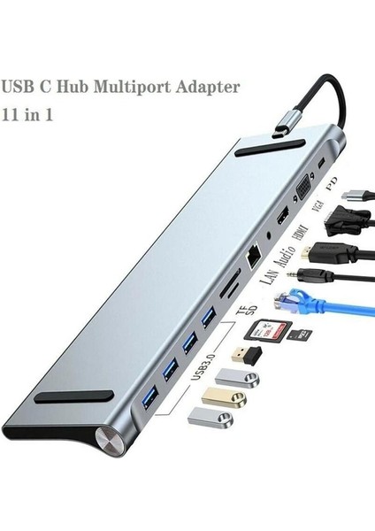 11/12-In-1 Type C Dock USB C Hub 3.0 Splitter Çoklayıcı 4K RJ45 Sd/tf VGA HDMI Uyumlu Dizüstü Bilgisayar indirimleri