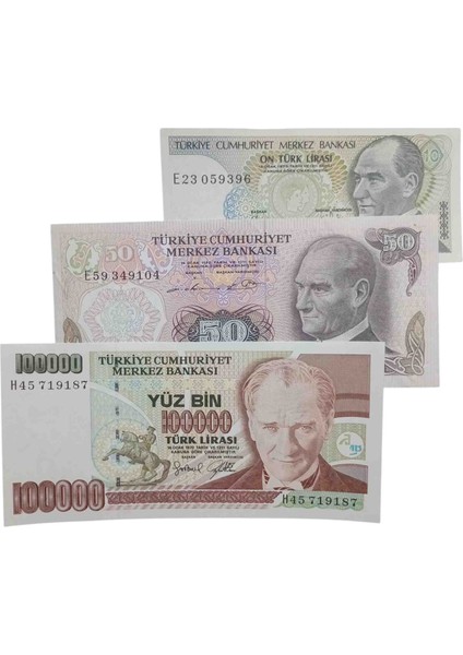 6. 7. Emisyon 3 Adet Koleksiyon Kağıt Para Koleksiyon Başlangıç Setleri Antika Darpane Hobi Hediye