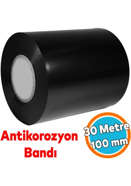 Antikorozyon Bandı Siyah Renk Metal Boru Pas Önleme Izolasyon Sarma Bant 100 mm x 30 Metre 1 Adet