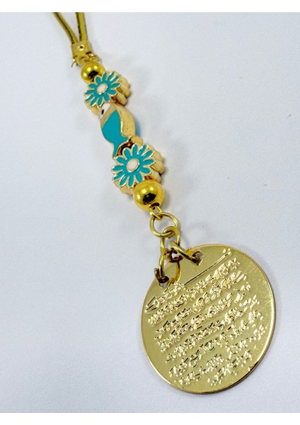 Turkuaz Balık Papatya Çiçek Metal Ayetel Kürsi Altın Renkli Araba Dikiz Ayna Süsü fiyatları