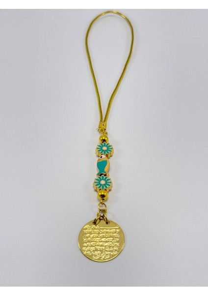 Turkuaz Balık Papatya Çiçek Metal Ayetel Kürsi Altın Renkli Araba Dikiz Ayna Süsü indirimleri