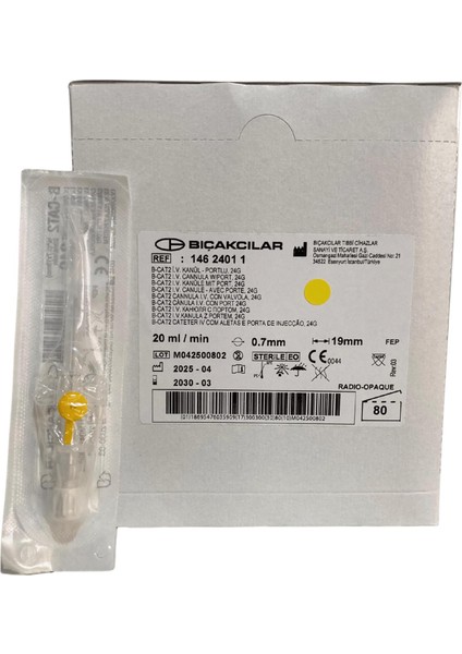 Bıçakcılar - Anjiokat 24G Sarı - 80 Adet