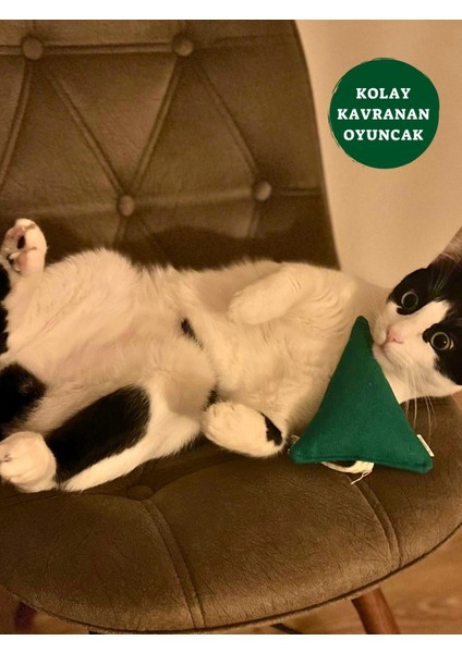 Pamuklu ve Doğa Dostu Kedi Oyuncağı Çam Ağacı- Kedi Naneli ve Çıngıraklı