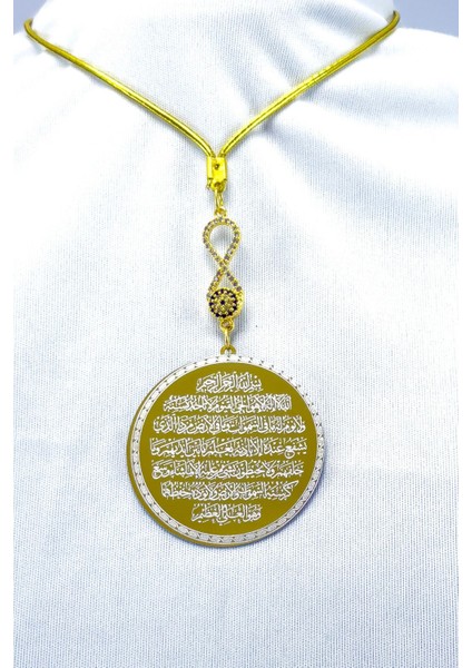 Parlak Taşlı Nazarlı Sonsuzluk Çelik Çift Taraflı Ayetel Kürsi, Felak Nas Ihlas Dikiz Ayna Süsü modelleri