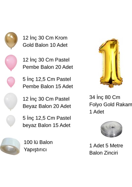 3 Yaş Krom Gold Pastel Pembe ve Beyaz Balon Seti Gold Rakamlı Doğum Günü Balonu Şık Parti Süsleme fiyatları
