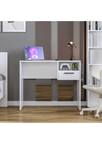 White Genç Odası Çekmeceli Çalışma Masası - Beyaz
