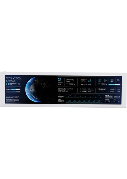Turzx 8.8 Inç Beyaz Monitör IPS Akıllı Ekran 1920X480