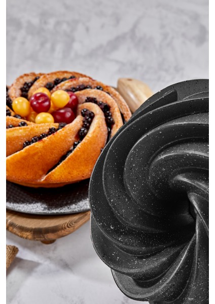 Döküm Granit Yanmaz Yapışmaz Rüzgar Gülü 26 cm Kek Kalıbı Gri modelleri