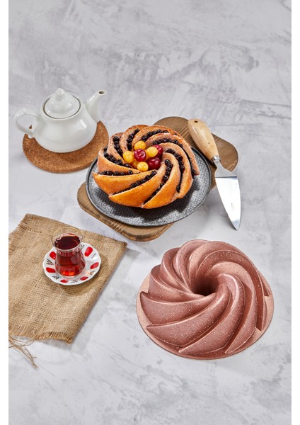 Döküm Granit Yanmaz Yapışmaz Rüzgar Gülü 26 cm Kek Kalıbı Rosegold fırsatları