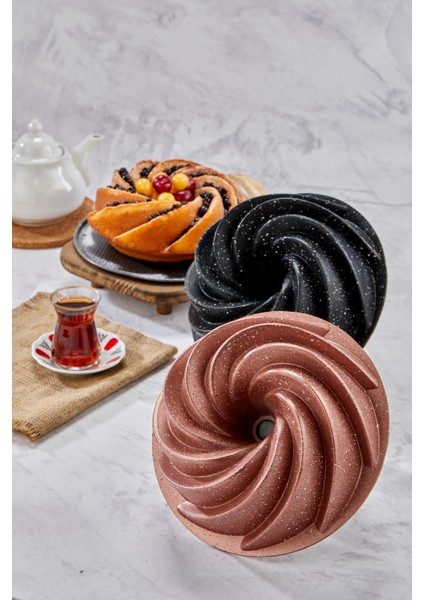 Döküm Granit Yanmaz Yapışmaz Rüzgar Gülü 26 cm Kek Kalıbı Gri