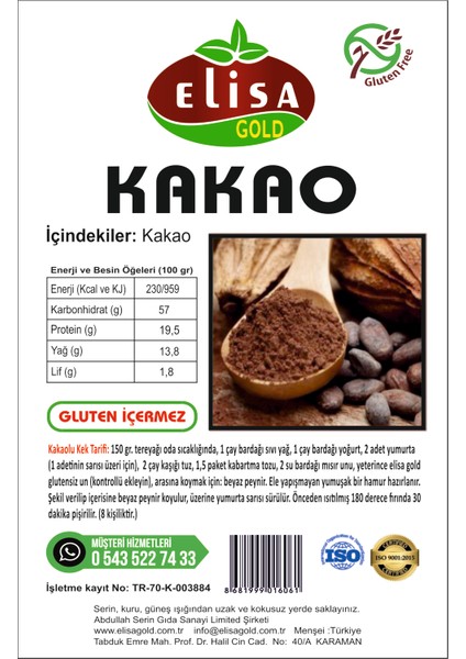 Elsglutensiz Kakao 1 kg