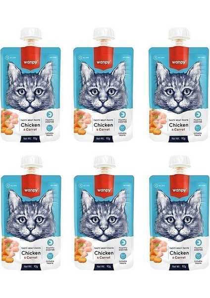 Taze Tavuklu & Havuçlu Kedi Et Ezmesi 90 Gr. x 6 Adet