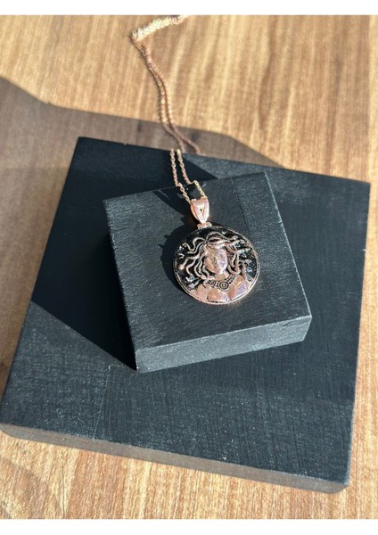 Rose Medusa 925 Ayar Gümüş Kolye (45CM)