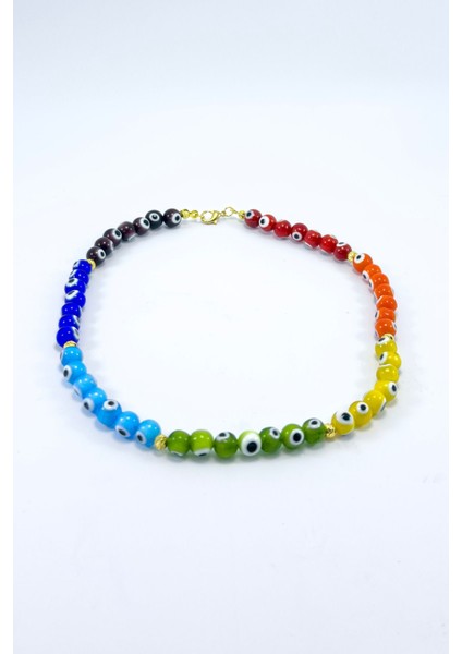 Renkli El Yapımı Cam Nazar Boncuklu Kolye, Hediyelik Renkli Bijuteri Takı modelleri