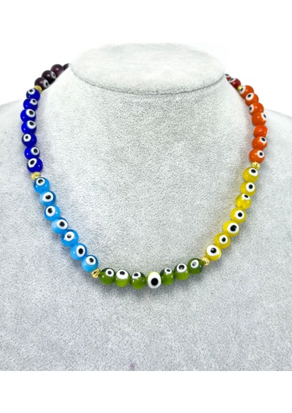 Renkli El Yapımı Cam Nazar Boncuklu Kolye, Hediyelik Renkli Bijuteri Takı fırsatları
