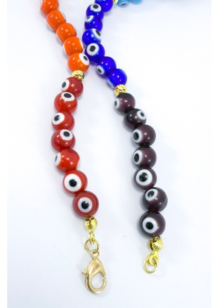 Renkli El Yapımı Cam Nazar Boncuklu Kolye, Hediyelik Renkli Bijuteri Takı