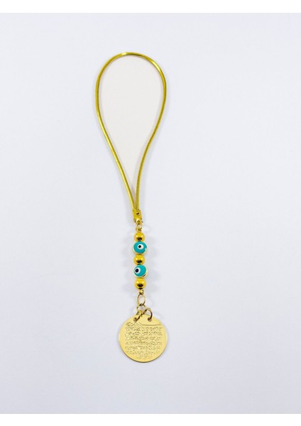 Turkuaz Metal Nazar Boncuklu Metal Ayetel Kürsi Altın Renkli Araba Dikiz Ayna Süsü fiyatları