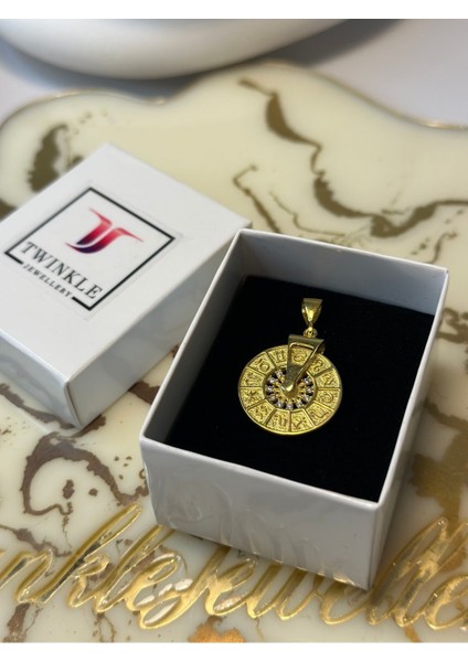 Özel Tasarım Gold Renk Burç Pusulası Kolye Ucu 925 Ayar Gümüş (Burcunuza Gör Ayarlanabilir) fiyatları