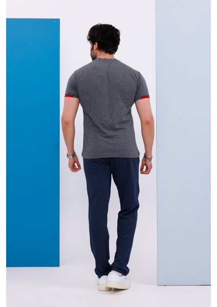Erkek Battal Beden Gri Bisiklet Yaka T-Shirt Alt-Üst Takımı - 130