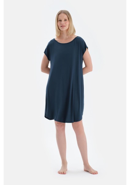 Indigo Bisiklet Yaka Kısa Kollu Gecelik fırsatları