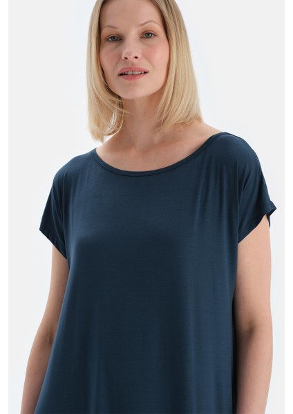 Indigo Bisiklet Yaka Kısa Kollu Gecelik indirimleri