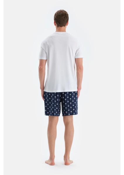 Ekru Baskı Detaylı Bisiklet Yaka Tişört Şort Pijama Takımı fiyatları