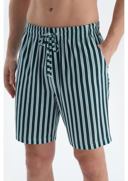Multicolor Çizgili Gömlek Şort Pijama Takımı