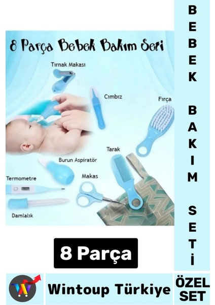 Kompakt Çok Fonksiyonlu Bebek Yenidoğan Hijyenik Temizlik Temel Kişisel Bakım 8 Prç Bebek Bakım Seti