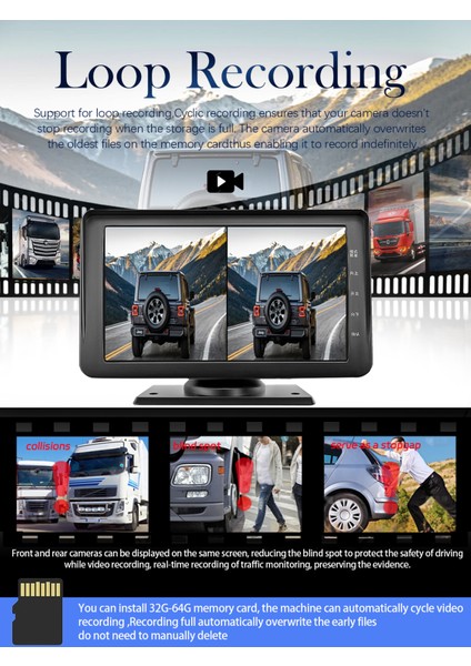 7 Inç Dokunmatik Ekranlı Çift Kameralı 1080P Ultra Hd Kablosuz Araç Kamerası Carplay fırsatları