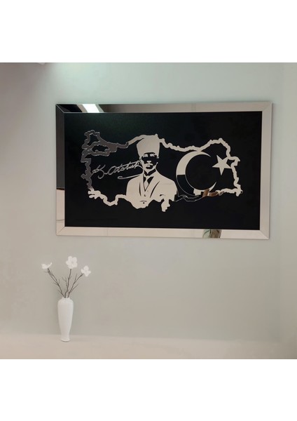 Atatürk Türkiye Haritası Dekorasyon Ürünü 48X30 modelleri