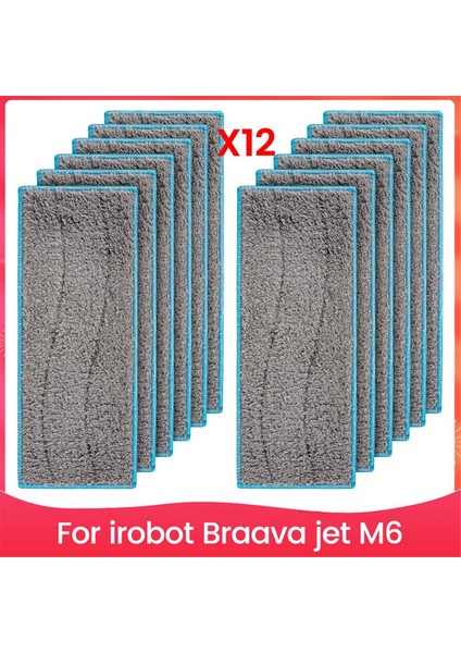 12 Adet Mop Islak Bez Seti Irobot Braava Jet M6 Süpürme Robotu Aksesuarları Yedek Temizleme Bezi (Yurt Dışından)