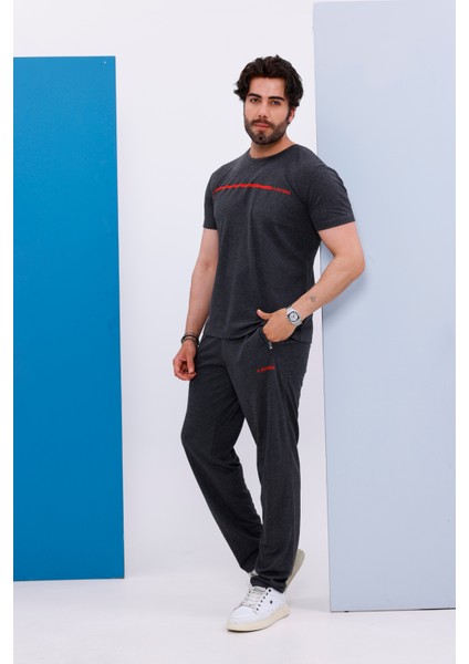 Erkek Battal Beden Amerikan Pike Kumaş Antrasit Bisiklet Yaka T-Shirt Alt-Üst Takımı - 133 fırsatları