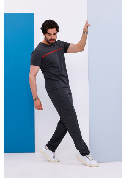 Erkek Battal Beden Amerikan Pike Kumaş Antrasit Bisiklet Yaka T-Shirt Alt-Üst Takımı - 133 indirimleri