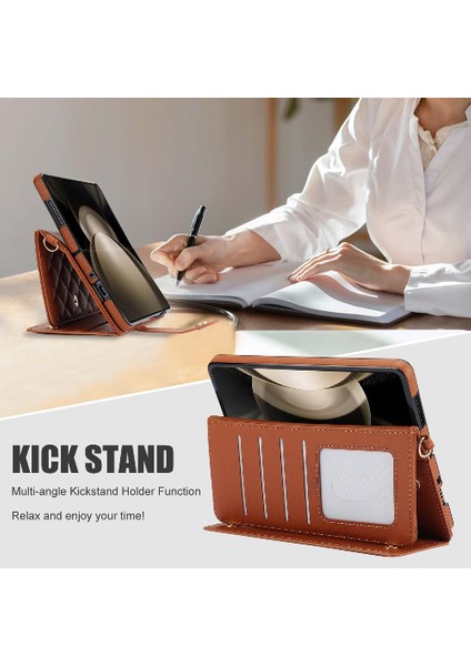 Samsung Galaxy Z Fold 3 Crossbody Tarzı 5 Kart Yuvaları ile Standı (Yurt Dışından)