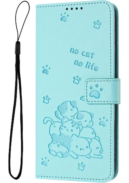 Tecno Pova 6 Neo Sevimli Kedi Pu Deri Kart Tutucu Kickstand Için Flip Case (Yurt Dışından)
