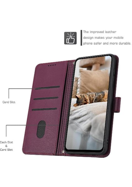 Tecno Pova 6 Neo Sevimli Kedi Pu Deri Kart Tutucu Kickstand Için Flip Case (Yurt Dışından)