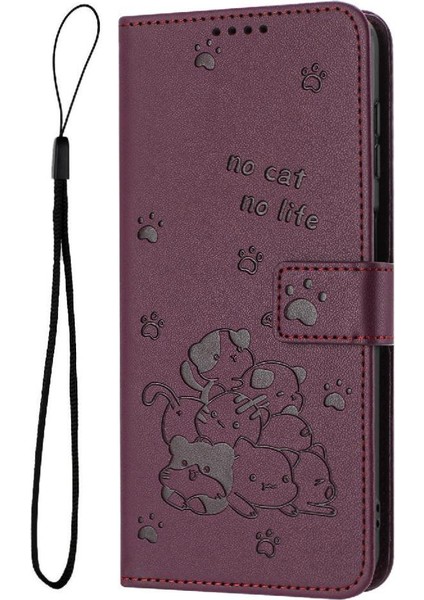 Tecno Pova 6 Neo Sevimli Kedi Pu Deri Kart Tutucu Kickstand Için Flip Case (Yurt Dışından)